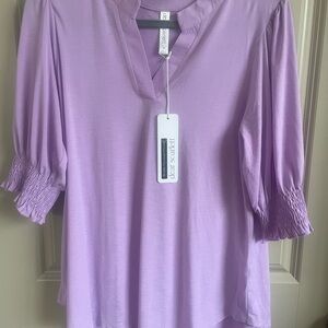 Lilac Smocked Sleeve Blouse